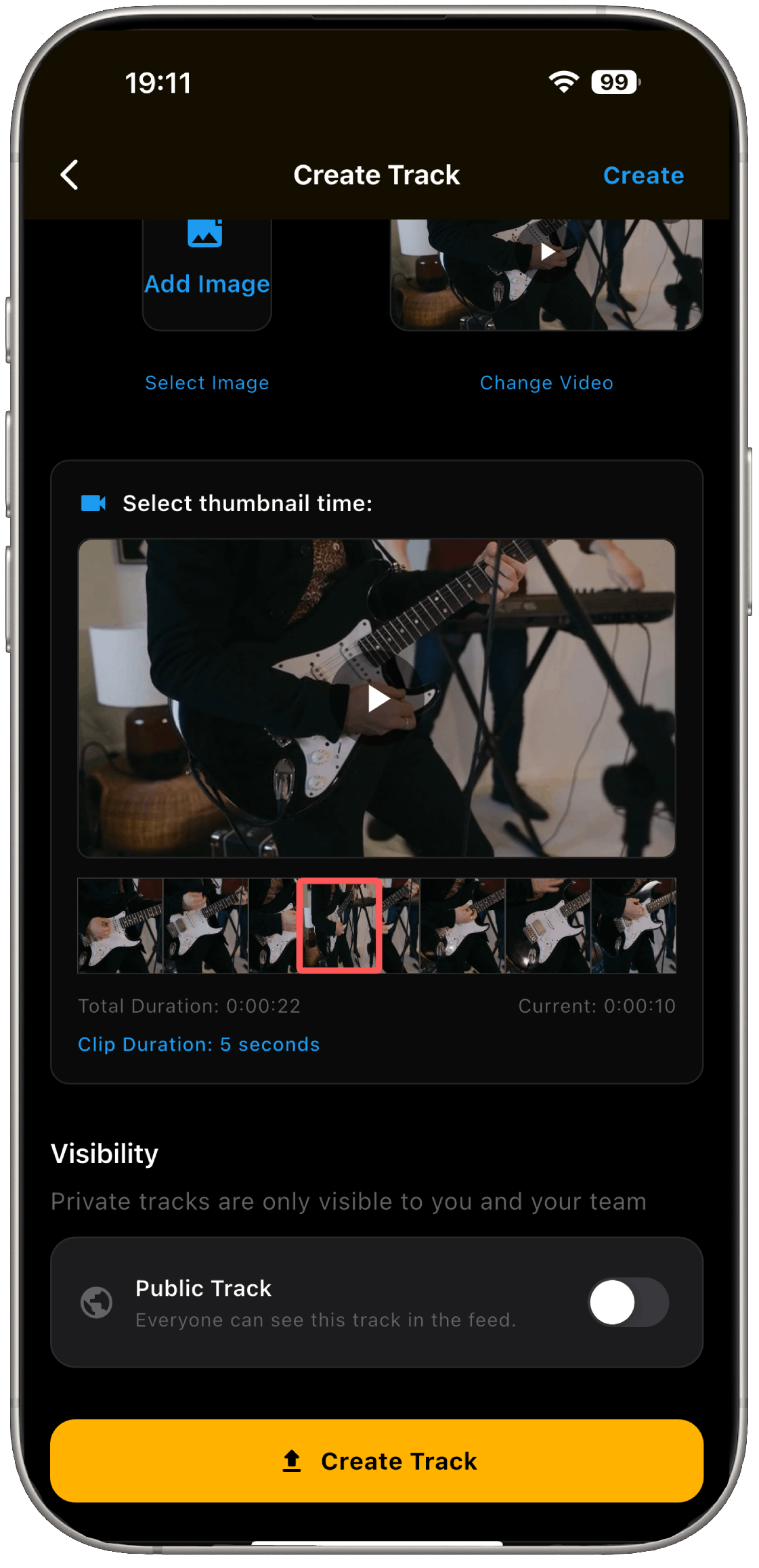 myPalco create track screen